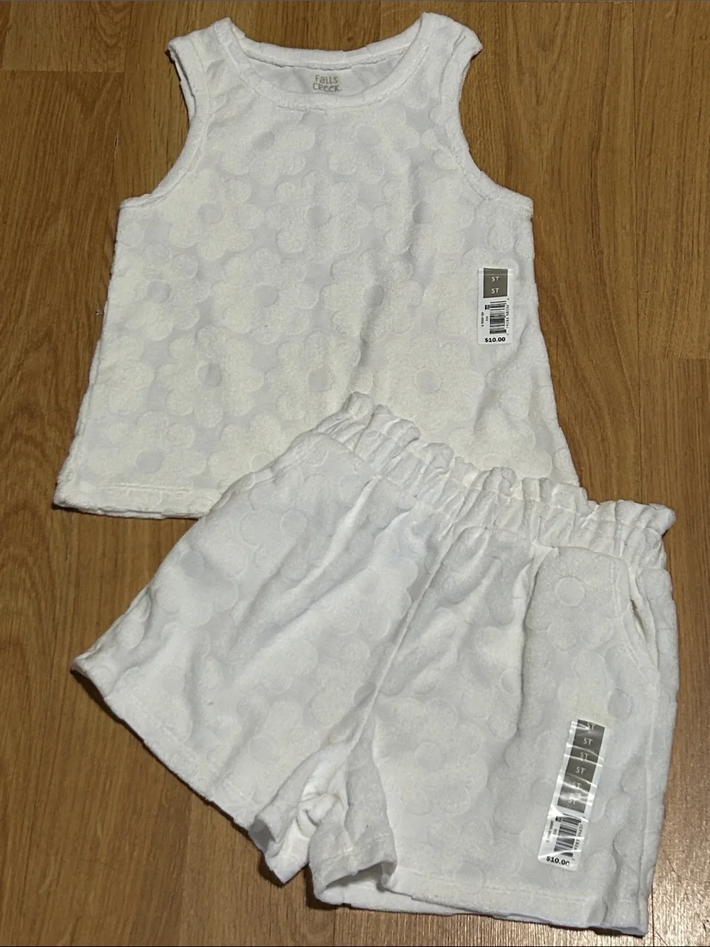Falls Creek White Textured Terrycloth Dot Tank & Shorts Set Size 5T NWT